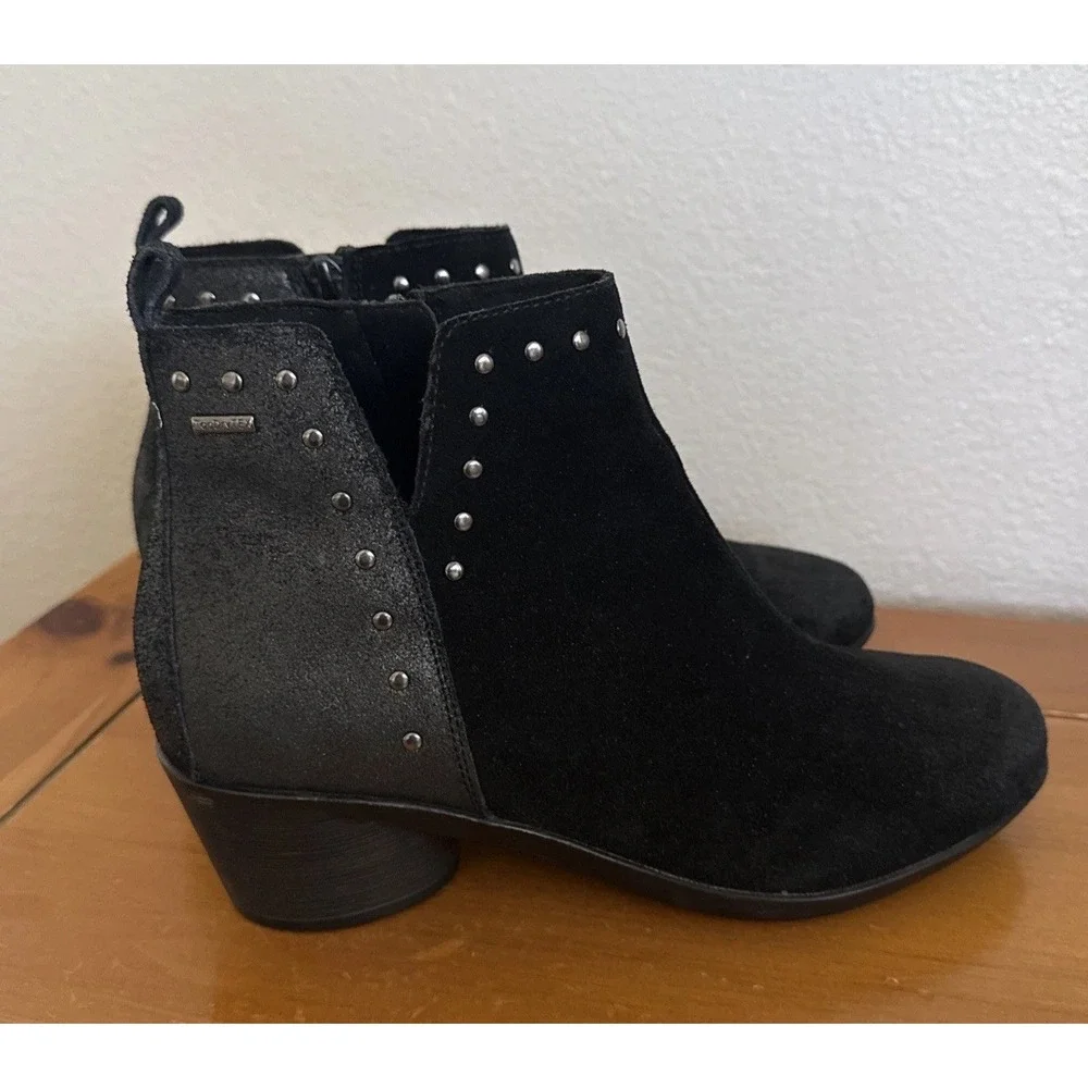 ROMIKA Black Daisy 01 Waterproof Suede/Leather‎ Block Heel Booties Size 8.5 NEW